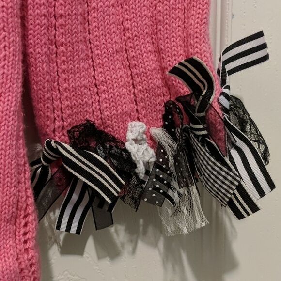 Design Options by Philip & Jane Gordon pink ribbon accent cardigan Sz M EUC - Picture 4 of 5